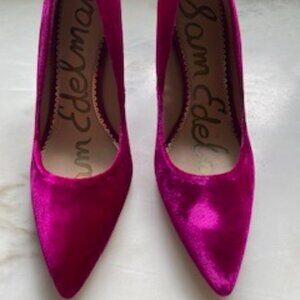 Sam Edelman Fuchsia Velvet Heels, Size 9.5
